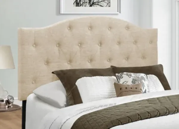 Beds & Headboards-Kirkland's Home Beige Bryne Button Tufted King Headboard Tan