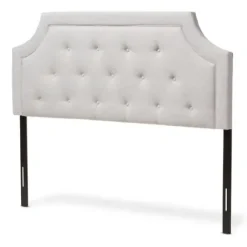 Beds & Headboards-Kirkland's Home Beige Button Tufted Scalloped Queen Headboard Ivory