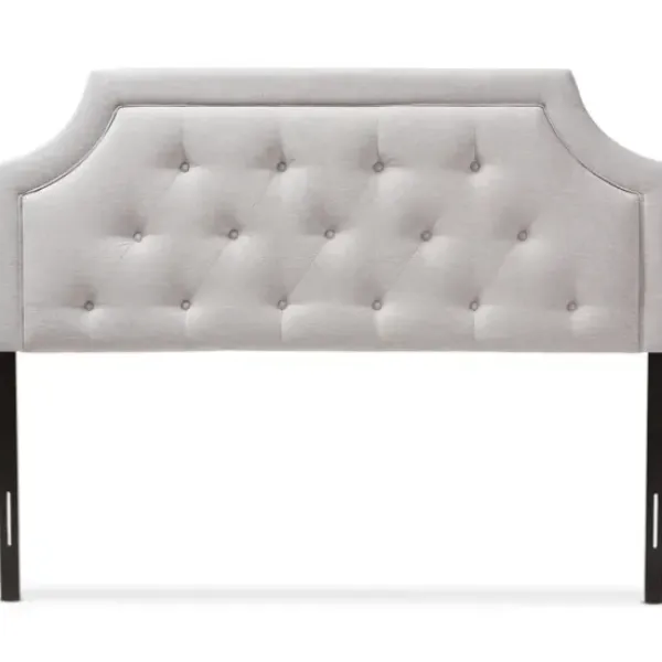 Beds & Headboards-Kirkland's Home Beige Button Tufted Scalloped Queen Headboard Ivory