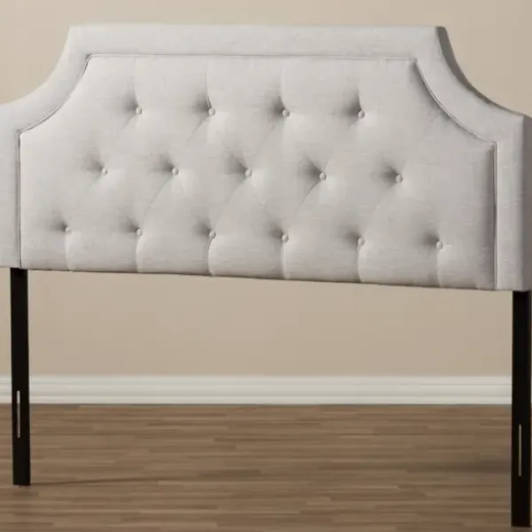 Beds & Headboards-Kirkland's Home Beige Button Tufted Scalloped Queen Headboard Ivory