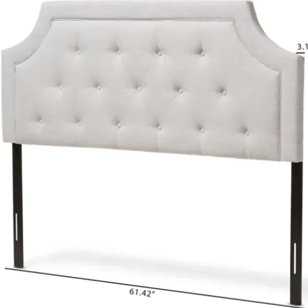 Beds & Headboards-Kirkland's Home Beige Button Tufted Scalloped Queen Headboard Ivory
