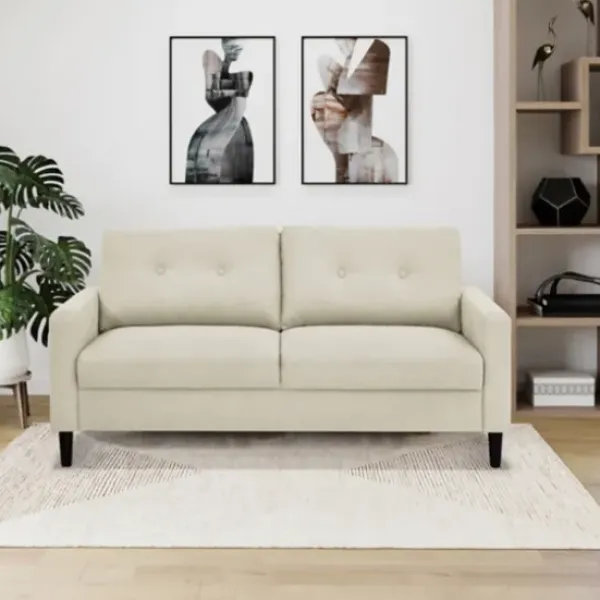 Sofas & Loveseats-Kirkland's Home Beige Button Tufted Sofa Ivory