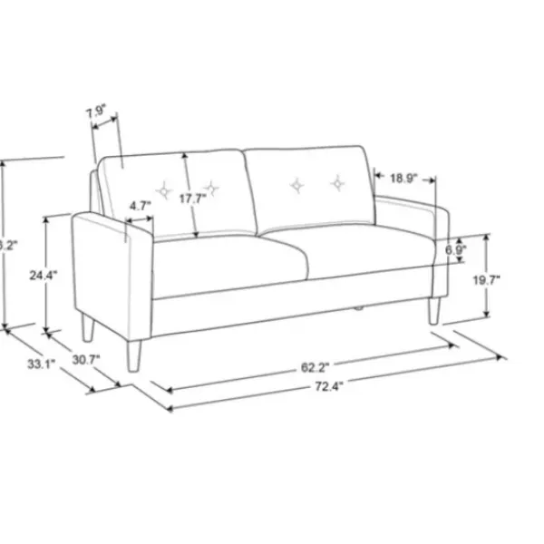 Sofas & Loveseats-Kirkland's Home Beige Button Tufted Sofa Ivory
