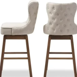 Bar Stools & Counter Height Stools-Kirkland's Home Beige Button Tufted Swivel Bar Stools, Set Of 2 Ivory
