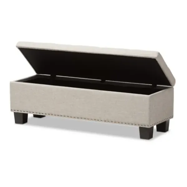 Benches & Ottomans-Kirkland's Home Beige Button-Tufted Upholstered Storage Bench Tan