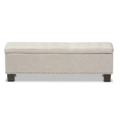 Benches & Ottomans-Kirkland's Home Beige Button-Tufted Upholstered Storage Bench Tan