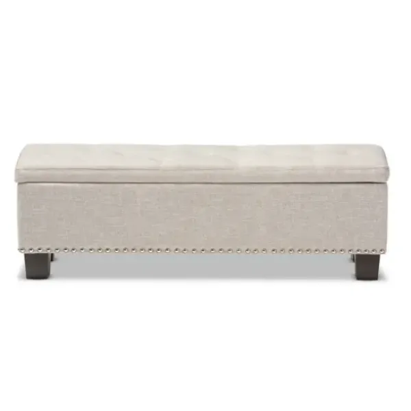 Benches & Ottomans-Kirkland's Home Beige Button-Tufted Upholstered Storage Bench Tan