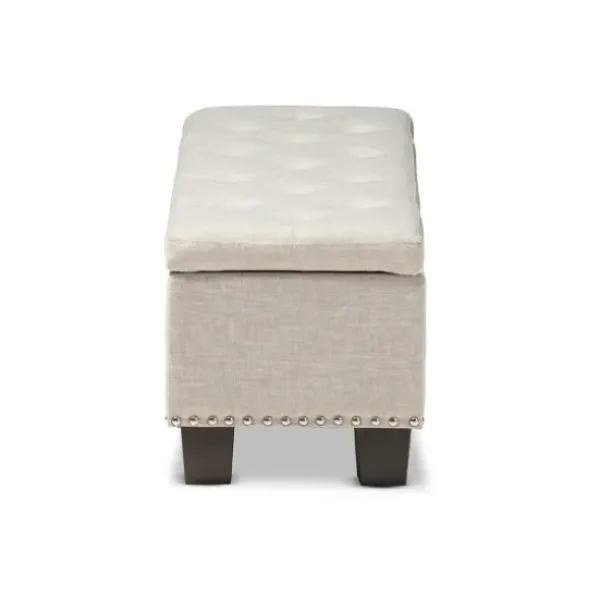 Benches & Ottomans-Kirkland's Home Beige Button-Tufted Upholstered Storage Bench Tan