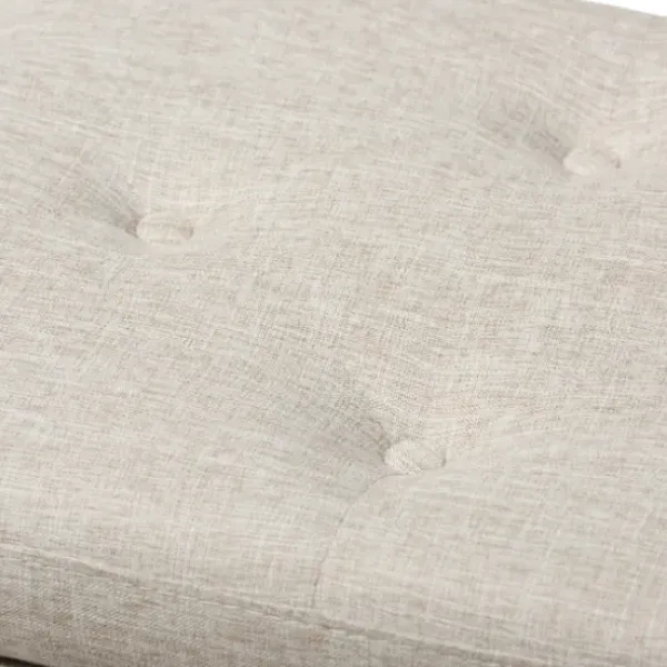 Benches & Ottomans-Kirkland's Home Beige Button-Tufted Upholstered Storage Bench Tan