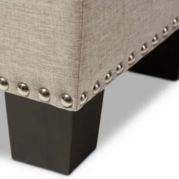 Benches & Ottomans-Kirkland's Home Beige Button-Tufted Upholstered Storage Bench Tan