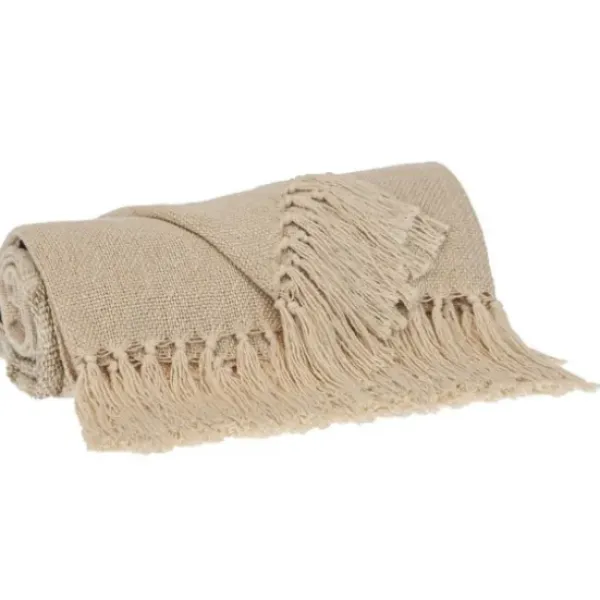 Blankets & Throws-Kirkland's Home Beige Chunky Stitch Cotton Throw Tan