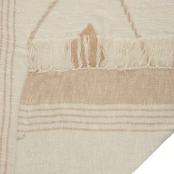 Blankets & Throws-Kirkland's Home Beige Cotton Diamond Geometric Fringe Throw Tan
