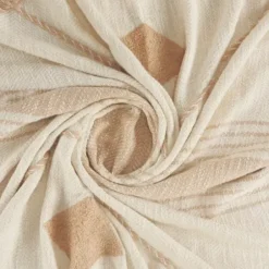 Blankets & Throws-Kirkland's Home Beige Cotton Diamond Geometric Fringe Throw Tan