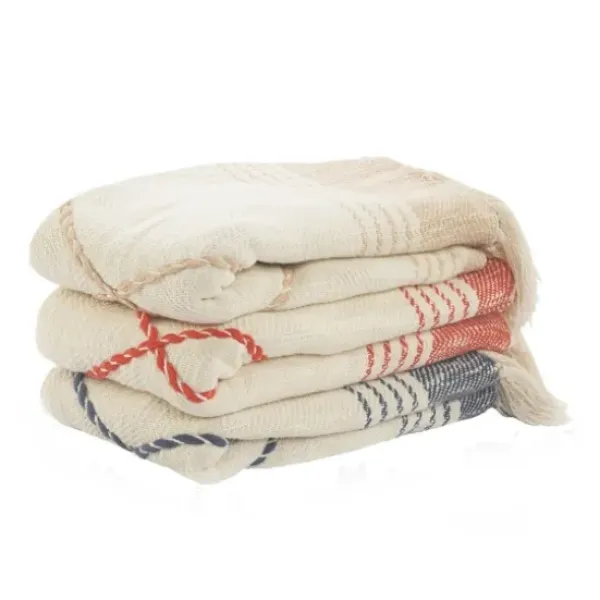 Blankets & Throws-Kirkland's Home Beige Cotton Diamond Geometric Fringe Throw Tan