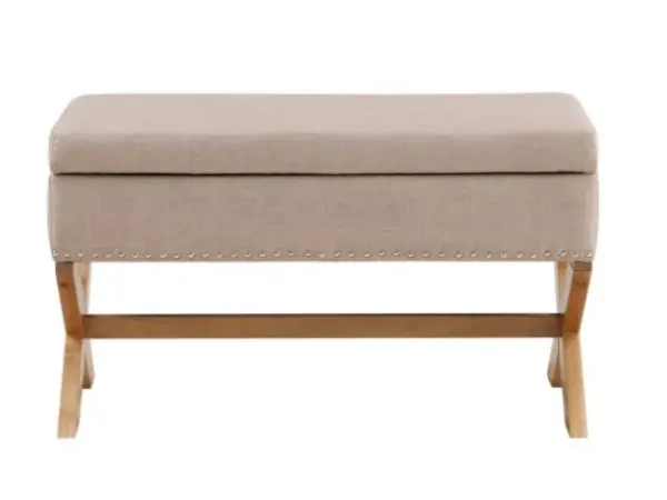 Benches & Ottomans-Kirkland's Home Beige Crossed Storage Ottoman Tan