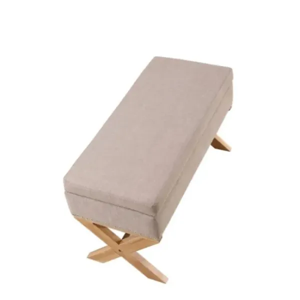 Benches & Ottomans-Kirkland's Home Beige Crossed Storage Ottoman Tan