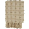Blankets & Throws-Kirkland's Home Beige Dotted Fringe Throw Blanket Tan