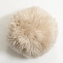 Pillows-Kirkland's Home Beige Faux Fur Sphere Pillow Tan