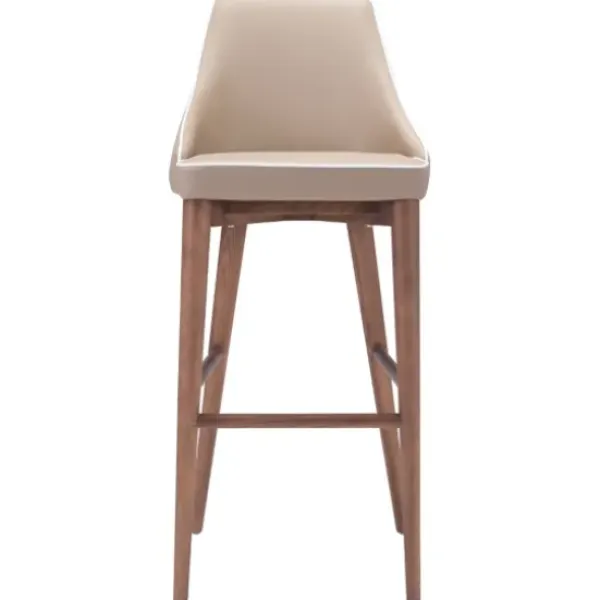 Bar Stools & Counter Height Stools-Kirkland's Home Beige Faux Leather And White Trim Bar Stool Tan