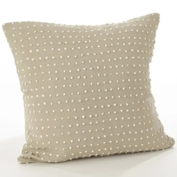 Pillows-Kirkland's Home Beige French Knotted Square Throw Pillow Tan