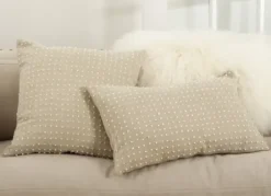 Pillows-Kirkland's Home Beige French Knotted Square Throw Pillow Tan