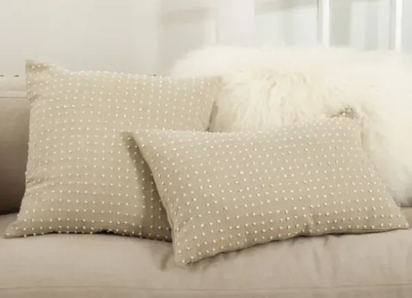 Pillows-Kirkland's Home Beige French Knotted Square Throw Pillow Tan