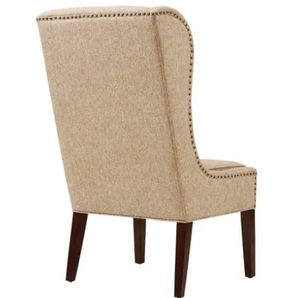 Dining Chairs-Kirkland's Home Beige High Wingback Nailhead Trim Dining Chair Tan