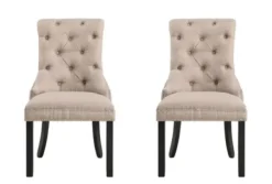 Dining Chairs-Kirkland's Home Beige Hourglass Tufted Dining Chairs, Set Of 2 Tan