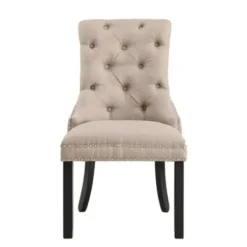 Dining Chairs-Kirkland's Home Beige Hourglass Tufted Dining Chairs, Set Of 2 Tan