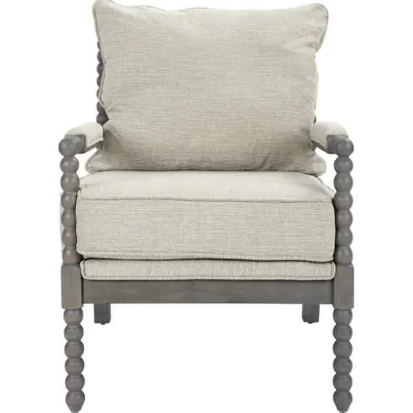 Accent Chairs-Kirkland's Home Beige Liam Turned Leg Accent Chair Ivory