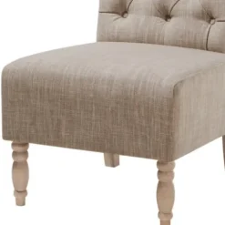 Accent Chairs-Kirkland's Home Beige Luna Tufted Armless Accent Chair Gray