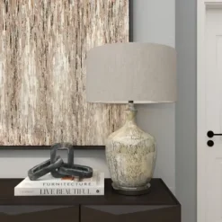 Table Lamps-Kirkland's Home Beige Marbled Mercury Glass Table Lamp Brown