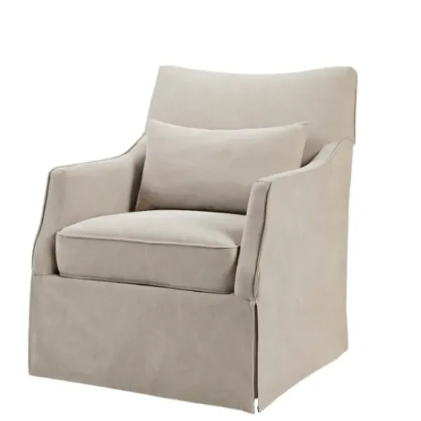 Accent Chairs-Kirkland's Home Beige Martha Stewart Skirted Swivel Accent Chair Ivory