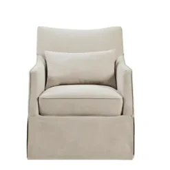 Accent Chairs-Kirkland's Home Beige Martha Stewart Skirted Swivel Accent Chair Ivory