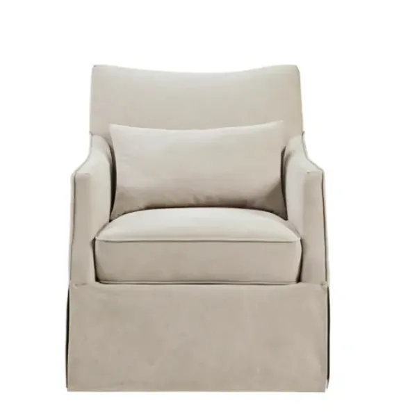 Accent Chairs-Kirkland's Home Beige Martha Stewart Skirted Swivel Accent Chair Ivory