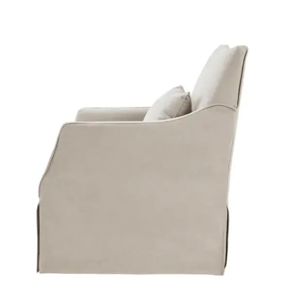 Accent Chairs-Kirkland's Home Beige Martha Stewart Skirted Swivel Accent Chair Ivory
