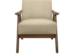 Accent Chairs-Kirkland's Home Beige Mid-Century Hazel Wood Frame Accent Chair Tan
