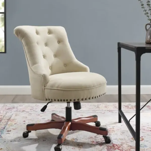 Office Furniture-Kirkland's Home Beige Miller Tufted Office Chair Tan
