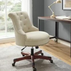 Office Furniture-Kirkland's Home Beige Miller Tufted Office Chair Tan