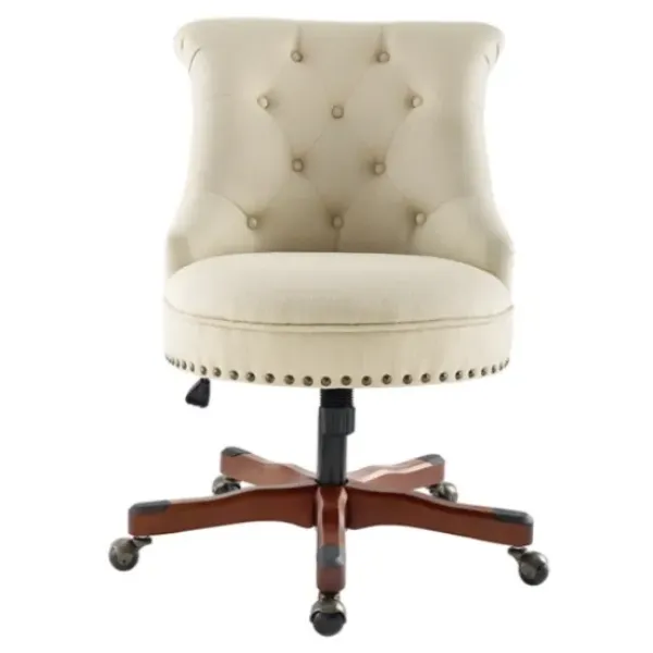 Office Furniture-Kirkland's Home Beige Miller Tufted Office Chair Tan