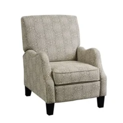 Accent Chairs-Kirkland's Home Beige Pattern Liam Push-Back Recliner Gray/White