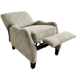 Accent Chairs-Kirkland's Home Beige Pattern Liam Push-Back Recliner Gray/White