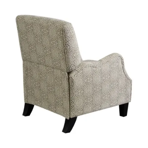 Accent Chairs-Kirkland's Home Beige Pattern Liam Push-Back Recliner Gray/White