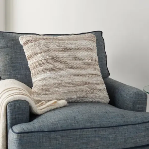 Pillows-Kirkland's Home Beige Ribbon Loops Pillow Tan