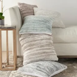 Pillows-Kirkland's Home Beige Ribbon Loops Pillow Tan