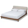 Beds & Headboards-Kirkland's Home Beige Tufted And Natural Walnut Full Platform Bed Tan