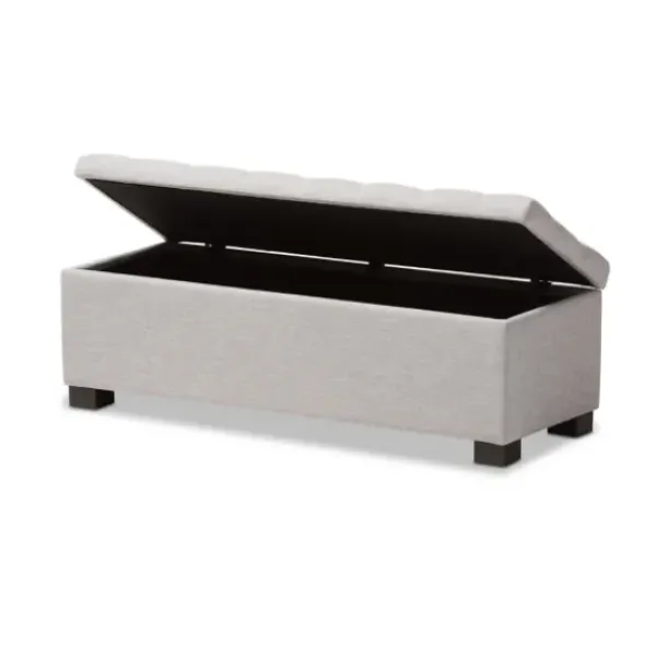 Benches & Ottomans-Kirkland's Home Beige Tufted Contemporary Storage Bench Tan/Gray