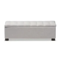 Benches & Ottomans-Kirkland's Home Beige Tufted Contemporary Storage Bench Tan/Gray