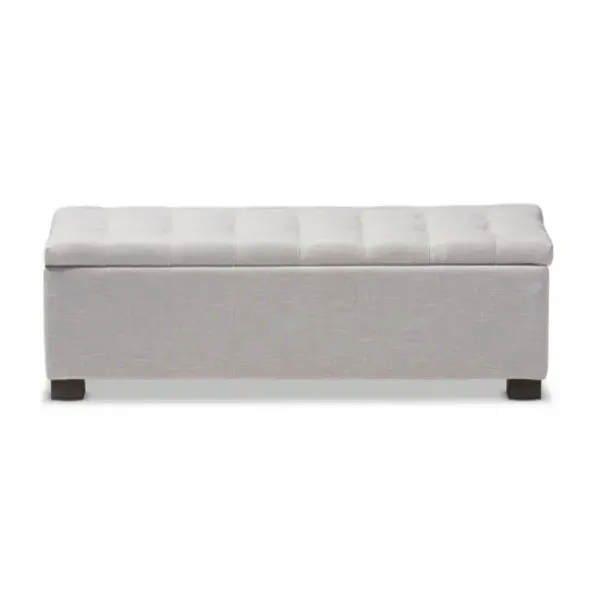 Benches & Ottomans-Kirkland's Home Beige Tufted Contemporary Storage Bench Tan/Gray