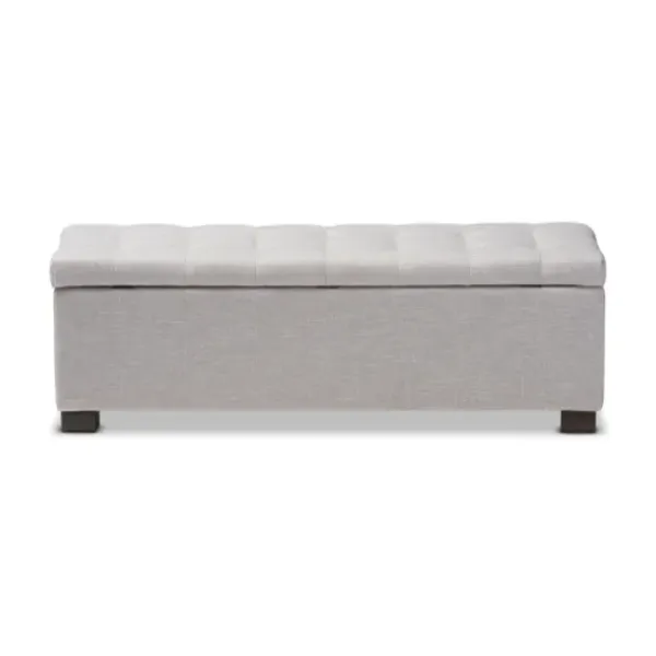 Benches & Ottomans-Kirkland's Home Beige Tufted Contemporary Storage Bench Tan/Gray